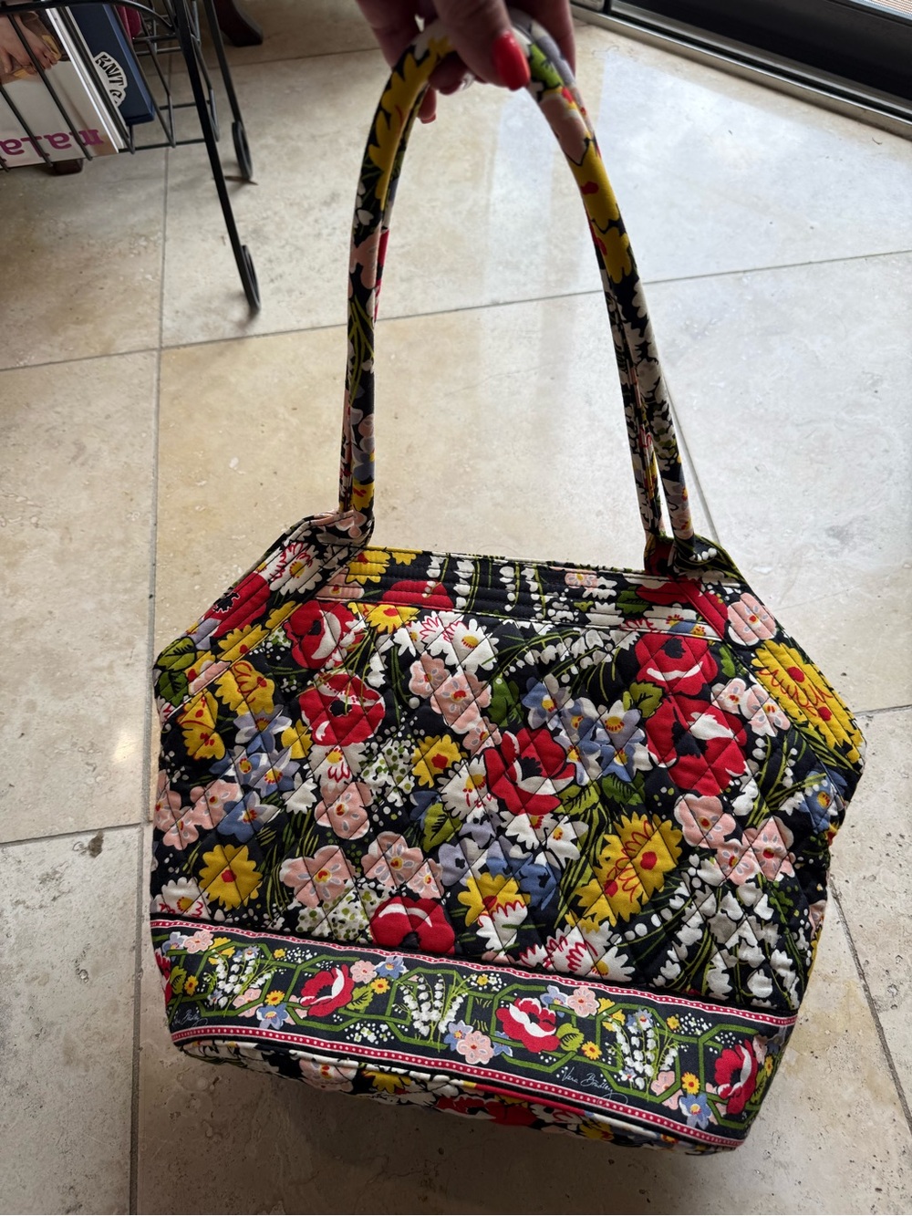 Vera Bradley Quilted Floral Tote in Black Multi